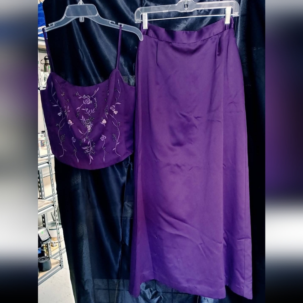 Michaelangelo Purple A-Line Midi Skirt Set Cocktail